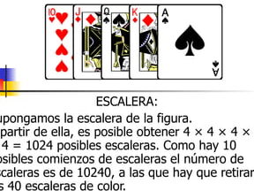 aprende a calcular las probabilidades de obtener escalera en poker